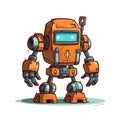 Cartoon Orange Robot Sprite - 2d Game Art Commission