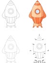 Cartoon orange rocket. Dot to dot game for kids Royalty Free Stock Photo