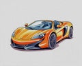 Cartoon orange sport car on a white background Royalty Free Stock Photo