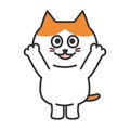Cartoon orange tabby cat shouting Hurrah, vector illustration.