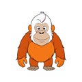 Cartoon orangutan illustration with friendly expression on white background Royalty Free Stock Photo