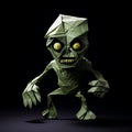 Cartoon Origami Zombie: Dark And Brooding Designer In 8k