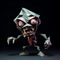 Cartoon Origami Zombie: Dark And Haunting 3d Image