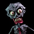 Cartoon Origami Zombie Sculpture On Black Background