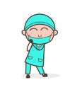 Cartoon Orthopedic Doctor Blushing Face Vector Illustration