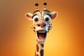 Cartoon ortrait of happy funny giraffe, AI generated Royalty Free Stock Photo