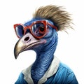 Cartoon Ostrich Wearing Sunglasses: A Playful And Unique Portrait