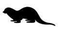 Cartoon otter, vector illustration, black silhouette,profile