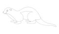 Cartoon otter, vector illustration, lining drawe,profile