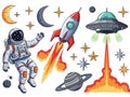 Cartoon Outer Space Elements Collection Royalty Free Stock Photo
