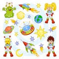 Cartoon outer space set