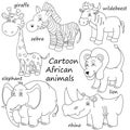 Cartoon outline African animals