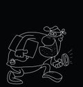 Monochrome outline cartoon burglar Royalty Free Stock Photo