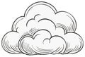 Cartoon outline drawing of a white fluffy cloud or speech thought bubble icon Royalty Free Stock Photo