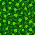 Cartoon outlined green clover leaf decorative seamless pattern background