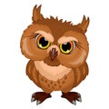 Cartoon owl in evil mood, emotional bird character
