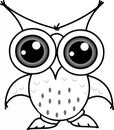 Cartoon owl black and white vector