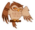 Cartoon Owl on Perch Royalty Free Stock Photo