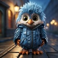 Super Cute Animated Owl In Fantasy Style On Urban Street