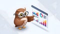 Owl Data Analyst Cartoon Presenting Charts and Graphs Royalty Free Stock Photo