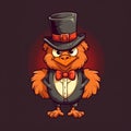 Cryptopunk-inspired Little Bird In Top Hat: A Dark Orange Character