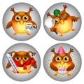 Cartoon owls icon set