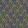 Cartoon owls seamless textural pattern Watercolor funny birds illustration Illustrated animal dark background Cute owl print