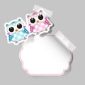 Cartoon owls sticker with place for text