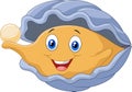 Cartoon oyster holding pearl Royalty Free Stock Photo