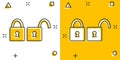 Cartoon padlock icon in comic style. Lock, unlock illustration pictogram. Locker sign splash business concept