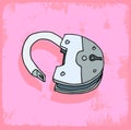 Cartoon padlock illustration , vector icon.