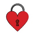 Cartoon padlock shaped heart loved