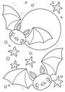 Cartoon page for coloring book with a vampire bat, vector illustration Royalty Free Stock Photo