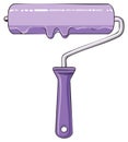 Cartoon paint roller with dripping purple paint isolated illustration Royalty Free Stock Photo