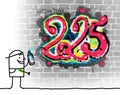 Cartoon Painter Boy and Fresh 2025 Graffiti on a Wall Royalty Free Stock Photo