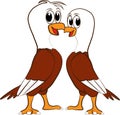 Cartoon pair of bald eagles smiling happily