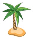 Cartoon of palm tree on a small island, vector