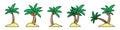Cartoon palm trees. Palm trees icon set. Vector illustration isolated on background. Royalty Free Stock Photo