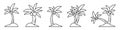 Cartoon palm trees. Palm trees line icon set. Vector illustration isolated on background. Royalty Free Stock Photo