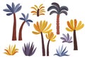 Cartoon palm trees set. Royalty Free Stock Photo