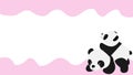 Cartoon panda on banner dripping wave pink. There is white space for the text