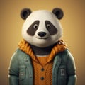Cartoon Panda Bear In Stylish Sweaters