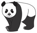 Cartoon panda character vector drawing on isolated white background. face with black spots eyes Royalty Free Stock Photo