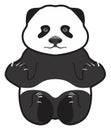 Cartoon panda character vector drawing on isolated white background. face with black spots eyes Royalty Free Stock Photo