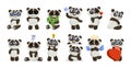 Cartoon panda. Cute baby bear mascot. Jungle animal character with smile face. Happy zoo pets emotion expression Royalty Free Stock Photo