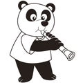 Cartoon panda playing a clarinet Royalty Free Stock Photo