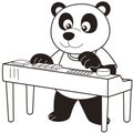 Cartoon Panda Playing an Electronic Organ Royalty Free Stock Photo
