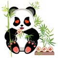 Cartoon panda with sushi