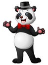 Cartoon panda wearing a hat waving