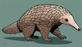 A cartoon of a pangolin with a long snout and brown spots